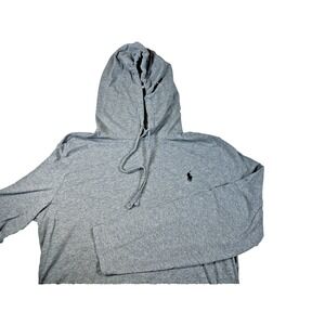 Polo Ralph Lauren Mens Hoodie Gray Cotton Pullover Drawstring Logo Size L